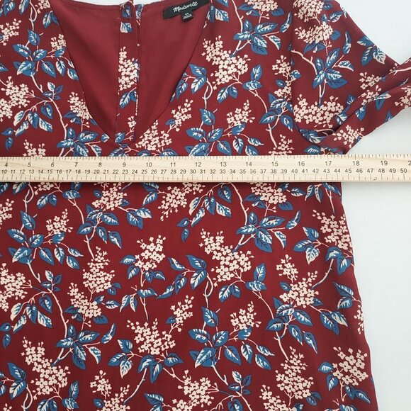 Madewell Floral Burgundy Button Back Long Sleeve Dress - Picture 4 of 14